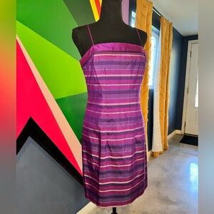 Laundry By Shelli Segal Vintage Silk Purple Striped Mini Dress